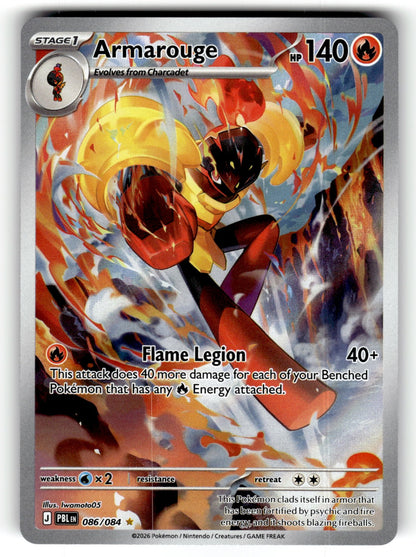 Armarouge – 086/084 PBL: ME05: Pitch Black Illustration Rare Holo NM