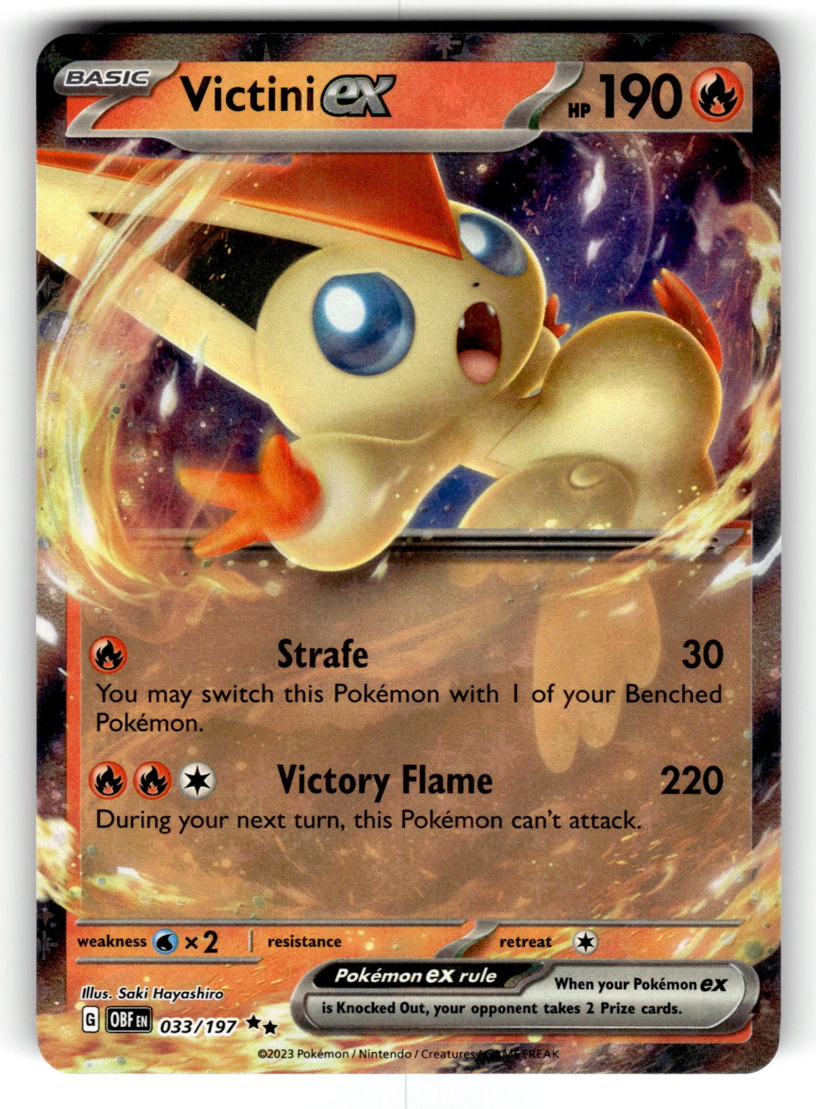 Victini ex – 033/197 OBF: SV03: Obsidian Flames Double Rare Holo NM