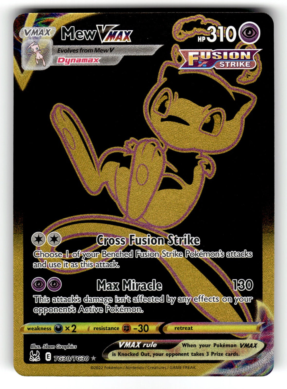 Mew VMAX (Secret) – TG30/TG30 SWSH11: TG: SWSH11: Lost Origin Trainer Gallery Secret Rare Holo NM