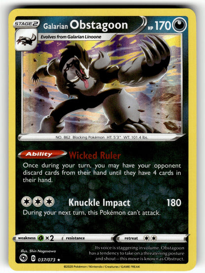 Galarian Obstagoon – 37/73 CHP: Champion's Path Holo Rare NM