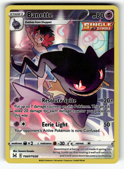 Banette – TG07/TG30 SWSH11: TG: SWSH11: Lost Origin Trainer Gallery Ultra Rare Holo NM