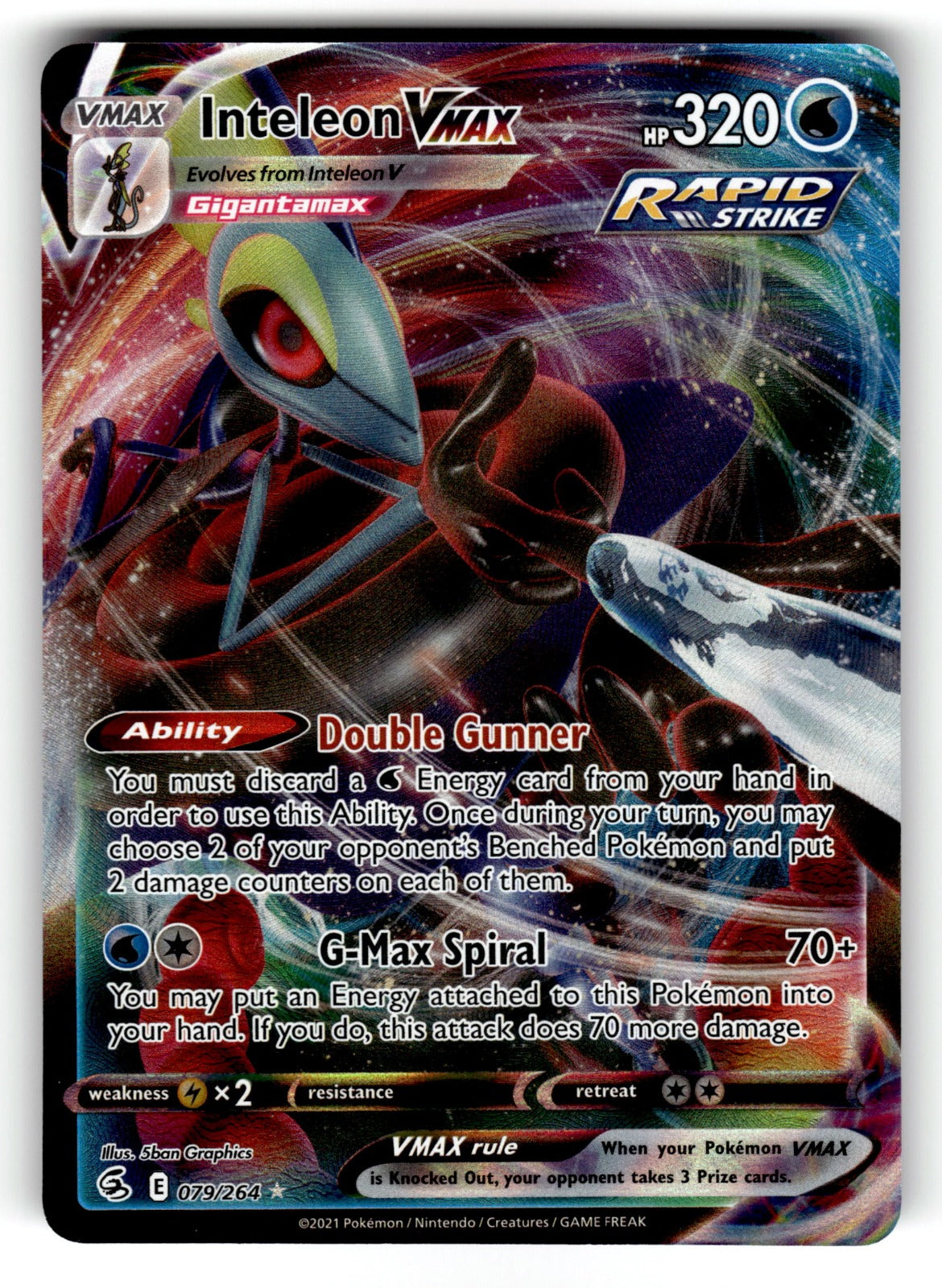 Inteleon VMAX – 079/264 SWSH08: SWSH08: Fusion Strike Ultra Rare Holo NM
