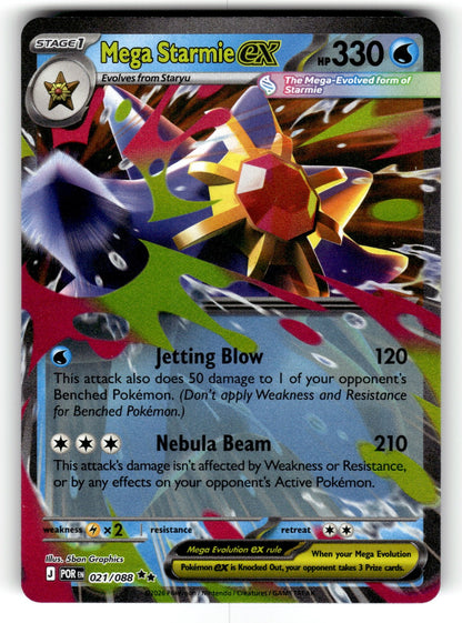 Mega Starmie ex – 021/088 POR: ME03: Perfect Order Double Rare Holo NM