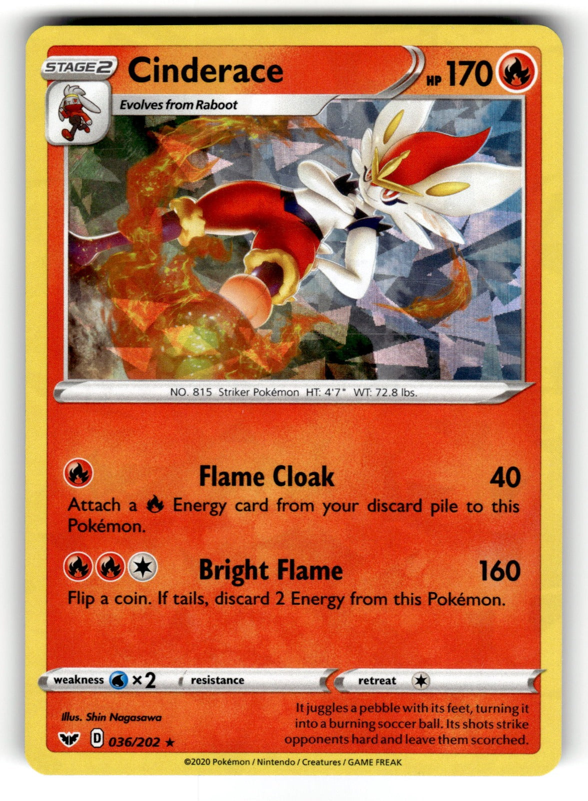 Cinderace (036) – 036/202 SWSH01: SWSH01: Sword & Shield Base Set Rare NM