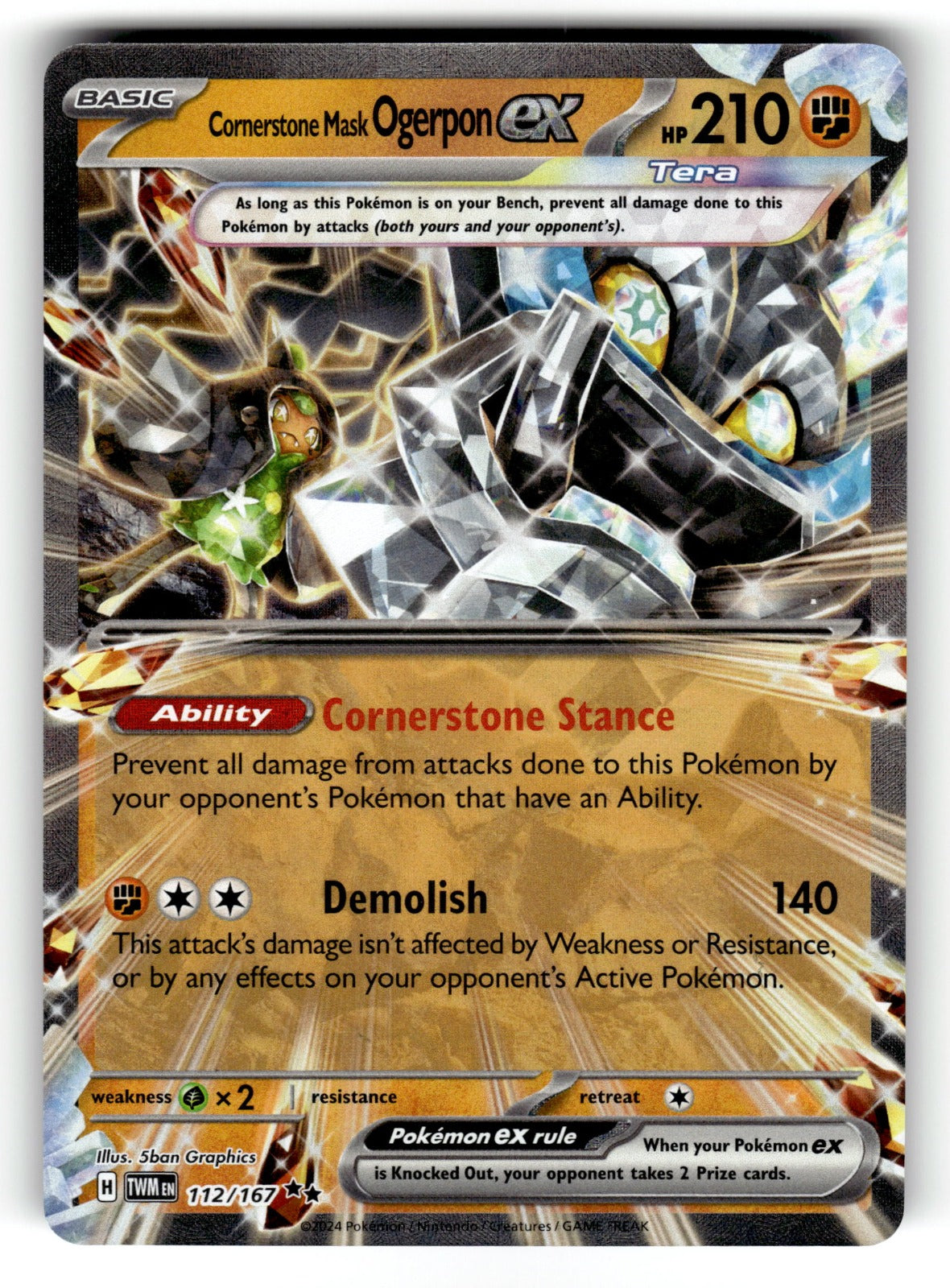 Cornerstone Mask Ogerpon ex - – 112/167 TWM: SV06: Twilight Masquerade Double Rare Holo NM