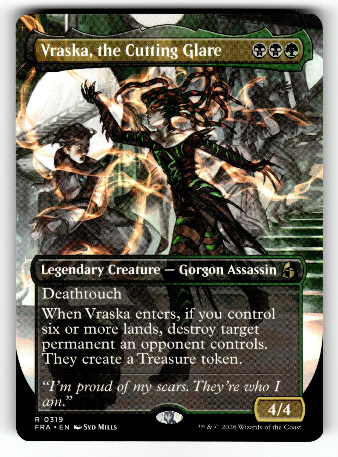 Vraska, the Cutting Glare (Borderless) – 319 FRA: Reality Fracture R NM