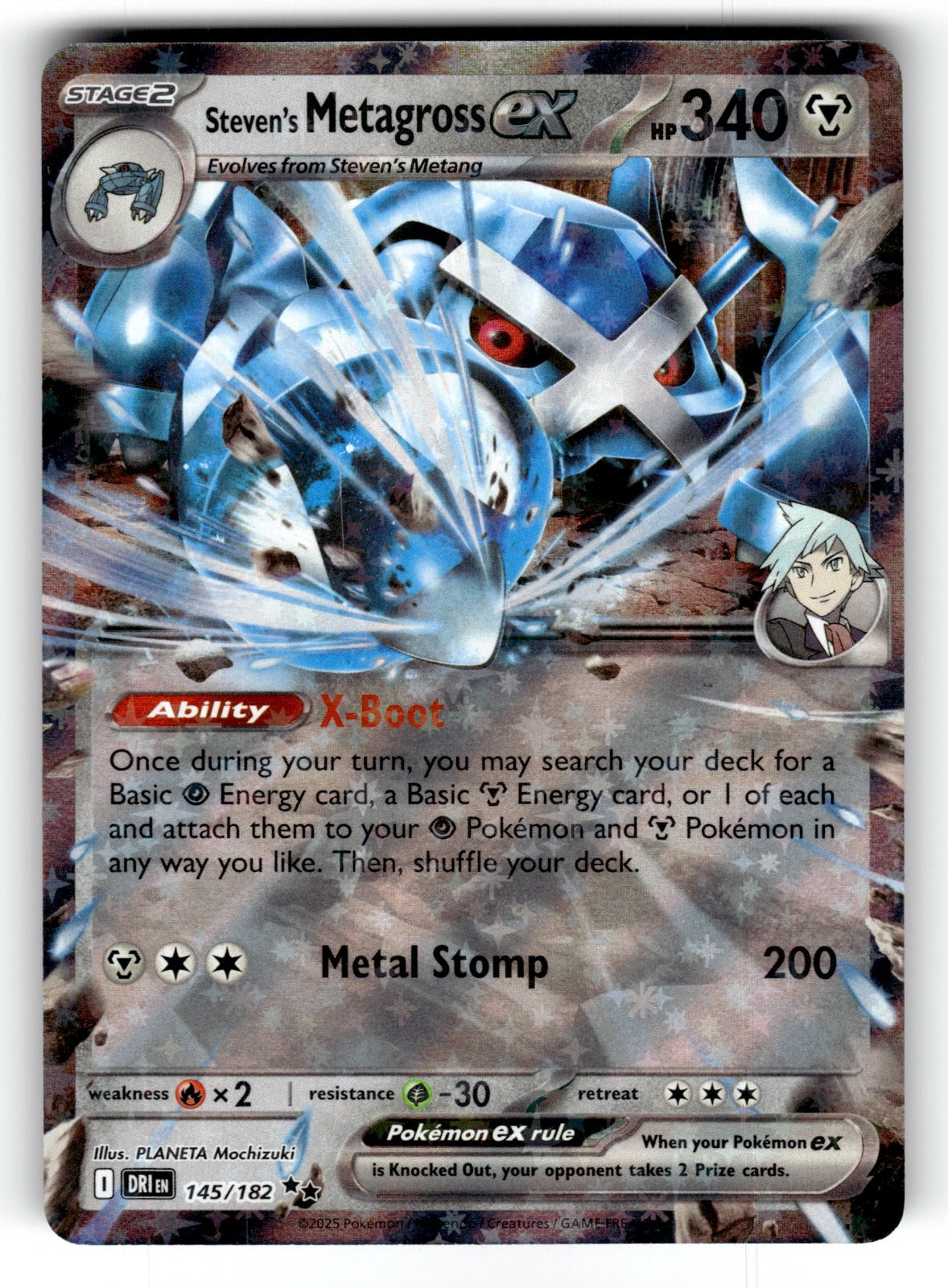Steven's Metagross ex – 145/182 DRI: SV10: Destined Rivals Double Rare Holo NM