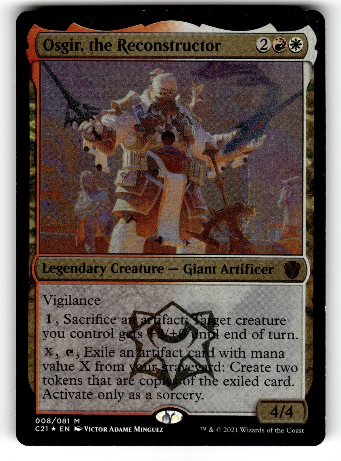 Osgir, the Reconstructor (Display Commander) - Thick Stock – 8 C21: Commander 2021 M Foil NM