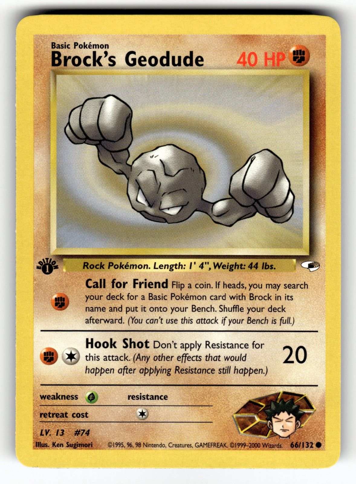 Brock's Geodude (66) – 066/132 G1: Gym Heroes Common Unlimited NM