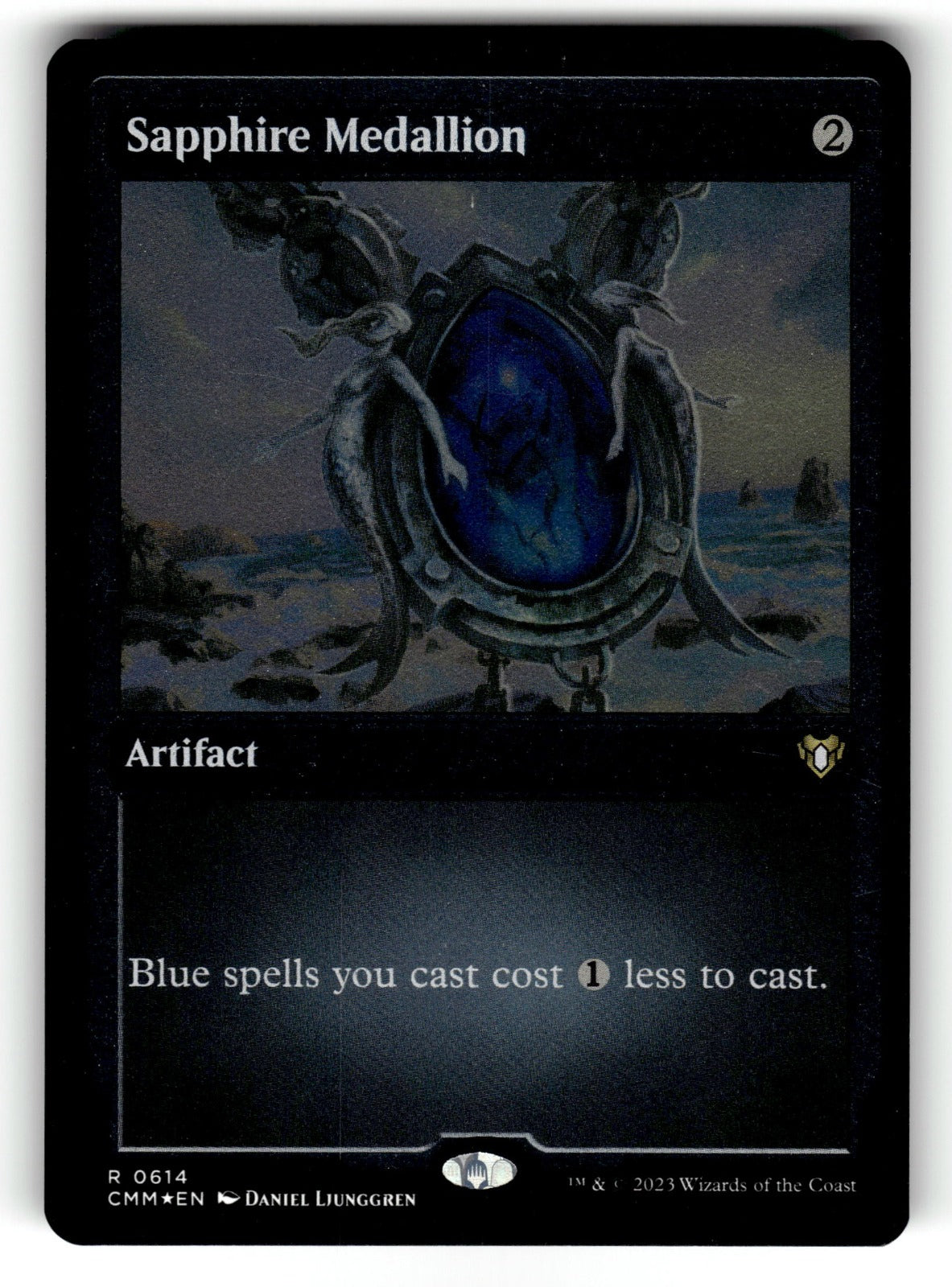 Sapphire Medallion Foil Etched – 614 CMM: Commander Masters R Foil NM