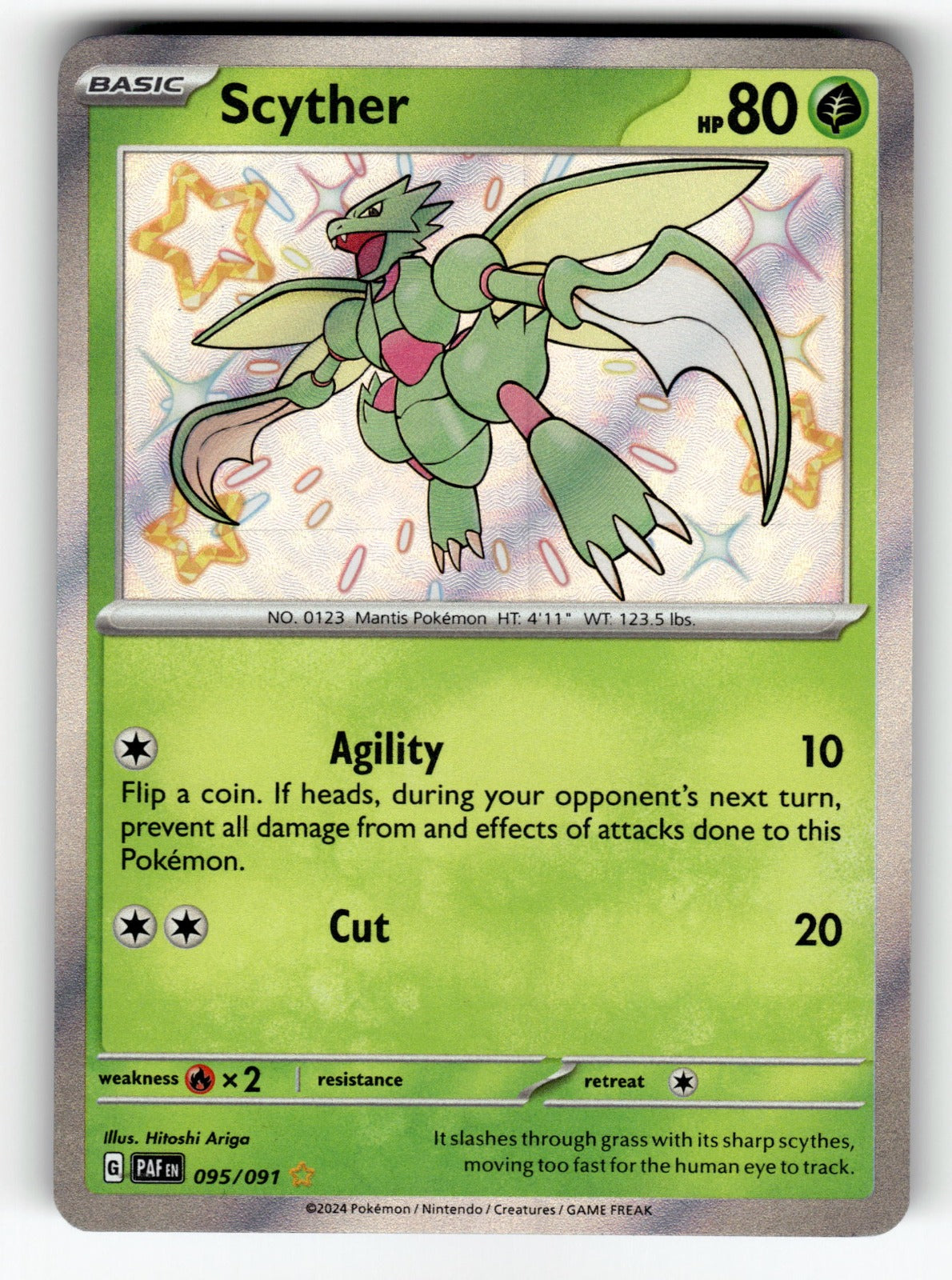 Scyther - 095/091 PAF: SV: Paldean Fates Shiny Rare Holo NM