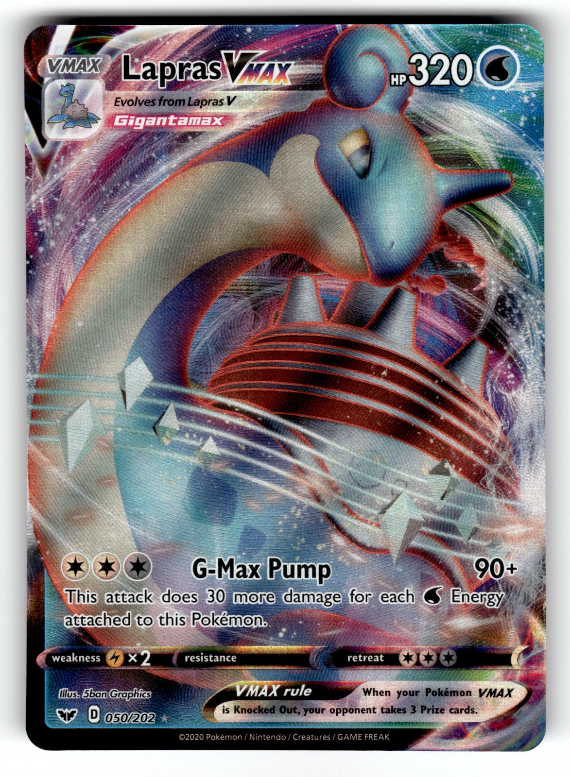 Lapras VMAX - 050/202 SWSH01: SWSH01: Sword & Shield Base Set Ultra Rare Holo NM