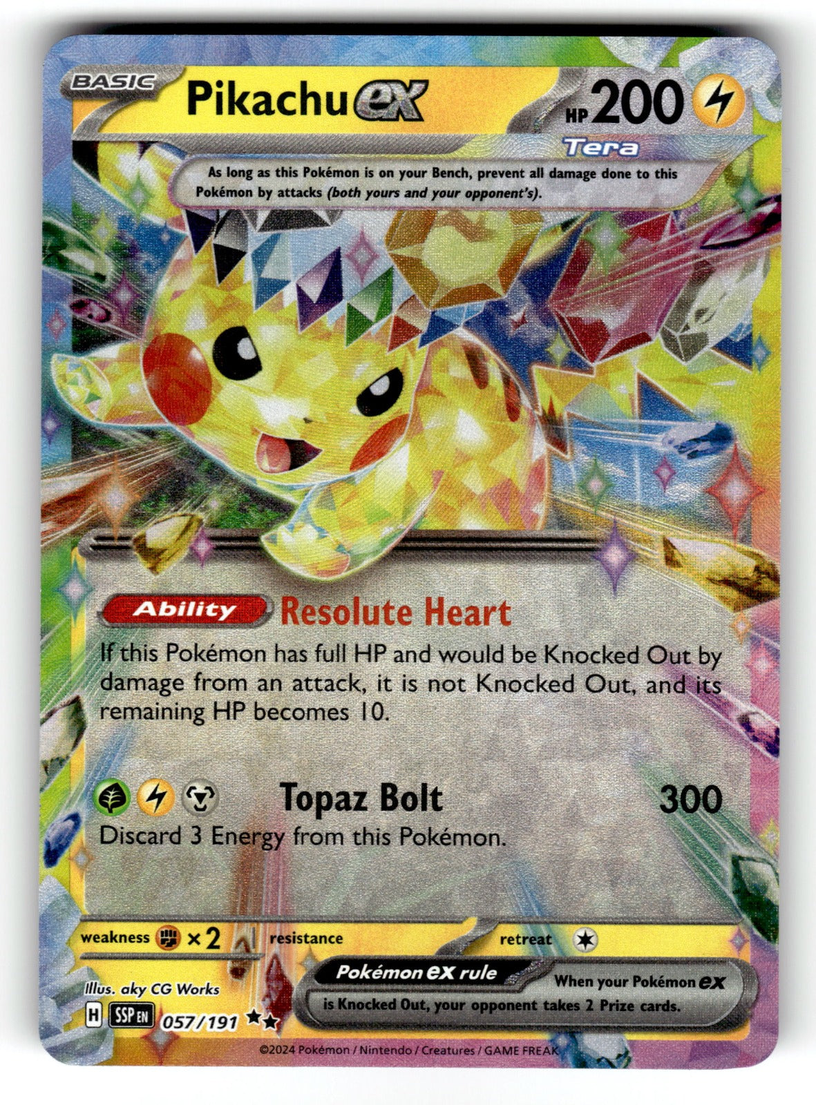 Pikachu ex – 057/191 SSP: SV08: Surging Sparks Double Rare HoloNM