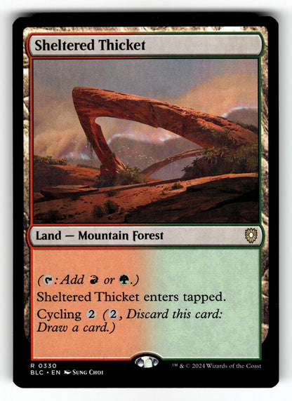 Sheltered Thicket – 330 BLC: Commander: Bloomburrow R NM