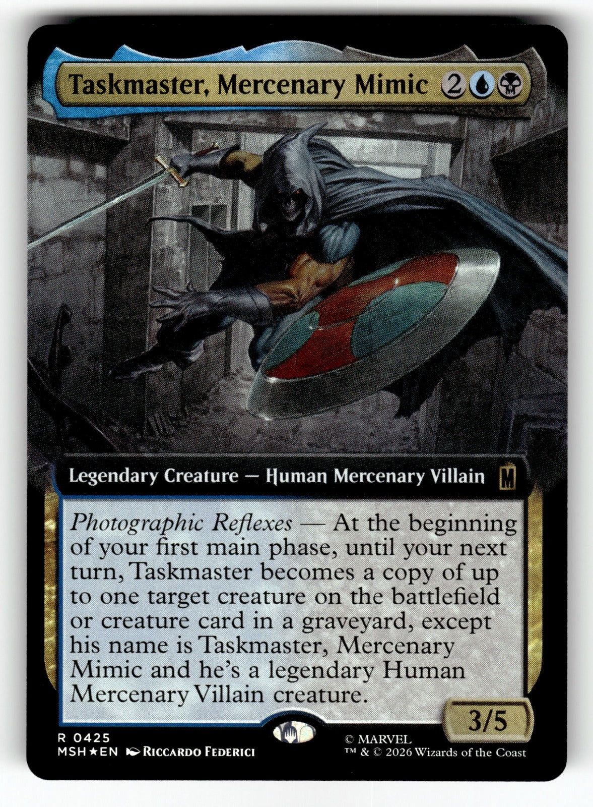 Taskmaster, Mercenary Mimic (Extended Art) – 425 MSH: Marvel Super Heroes R Foil NM