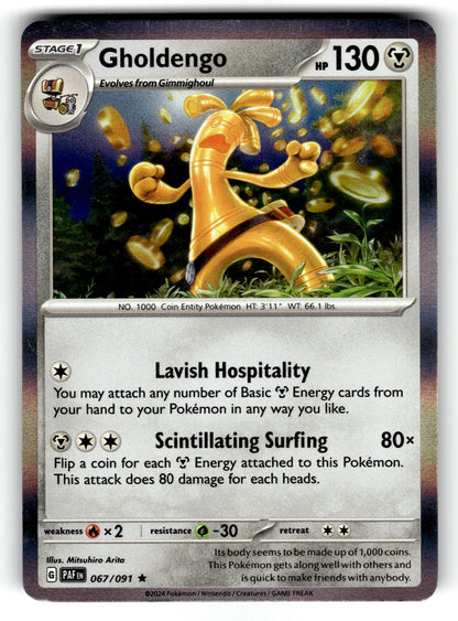 Gholdengo – 067/091 PAF: SV: Paldean Fates Rare Holo NM