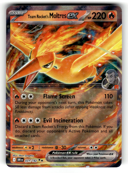 Team Rocket's Moltres ex – 031/182 DRI: SV10: Destined Rivals Double Rare Holo NM