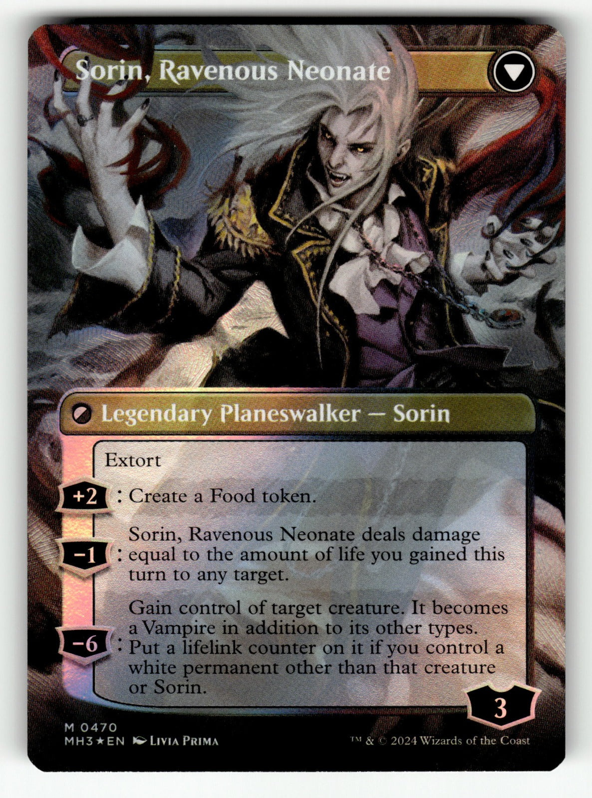 Sorin of House Markov (Borderless) (Textured Foil) – 470 MH3: Modern Horizons 3 M Foil NM (Back)