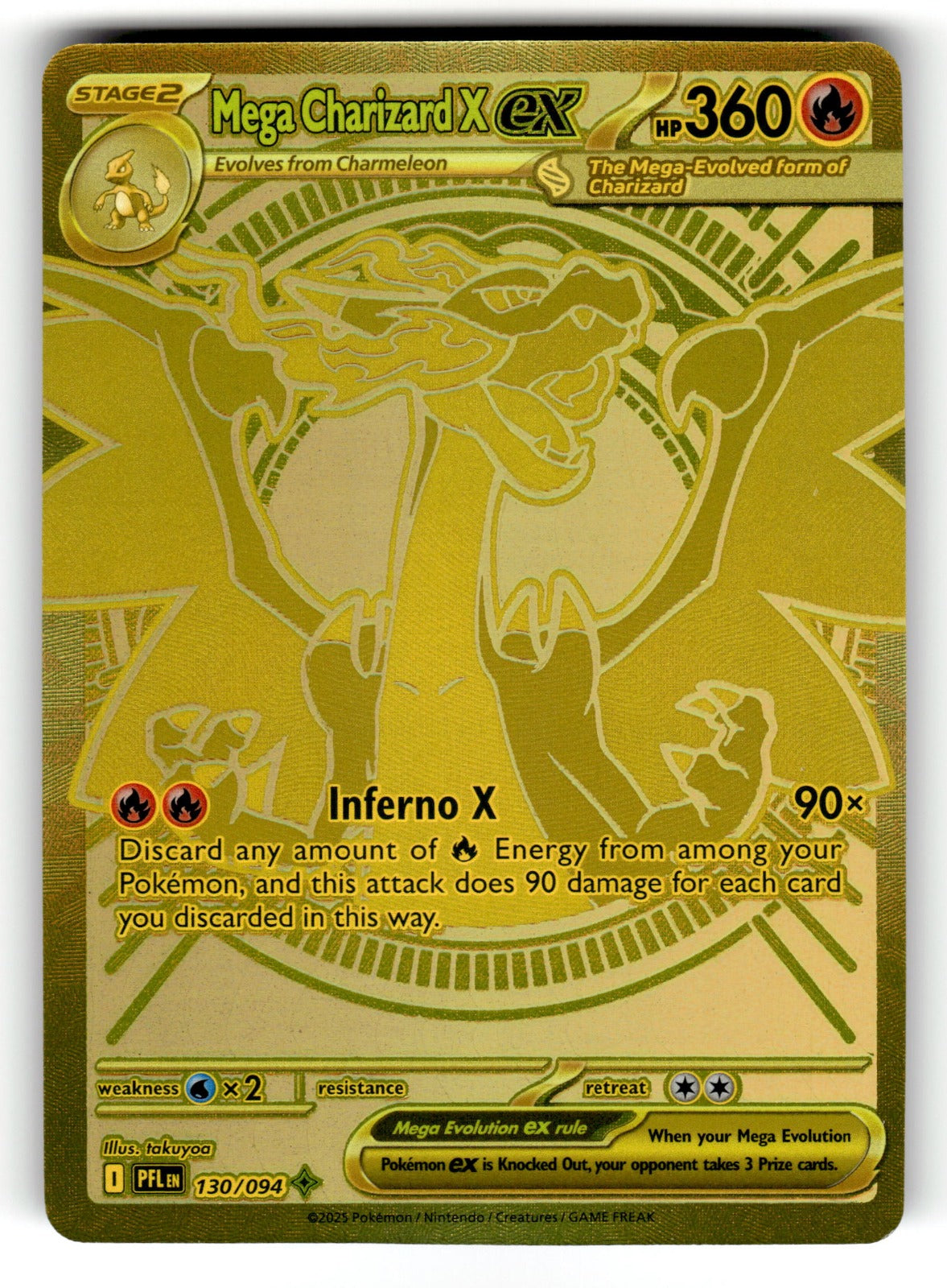 Mega Charizard X ex – 130/094 PFL: ME02: Phantasmal Flames Mega Hyper Rare Holo NM