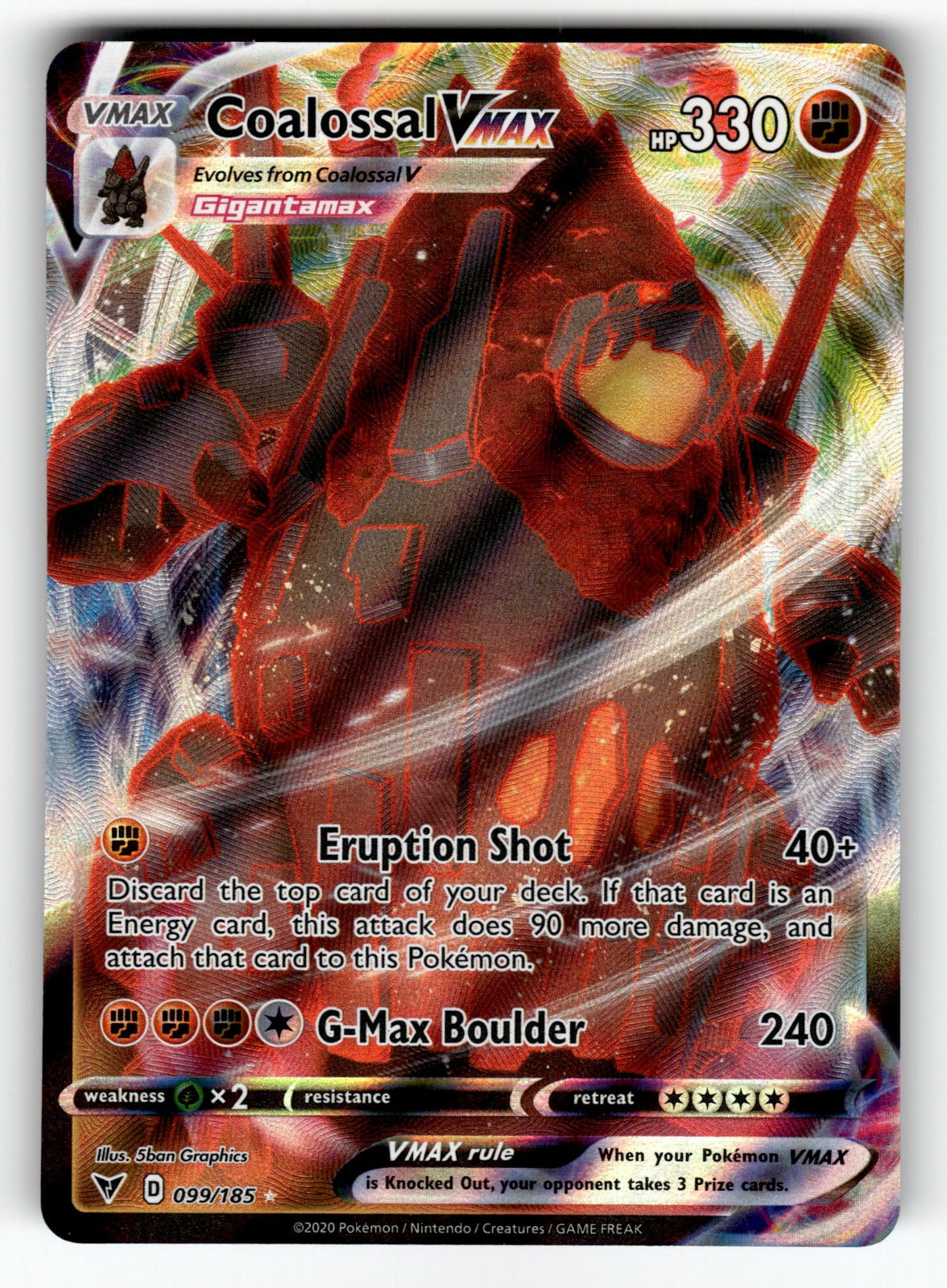 Coalossal VMAX – 099/185 SWSH04: SWSH04: Vivid Voltage Ultra Rare Holo NM