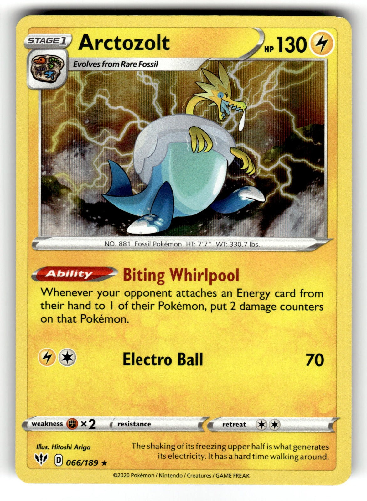 Arctozolt – 066/189 SWSH03: SWSH03: Darkness Ablaze Holo Rare NM