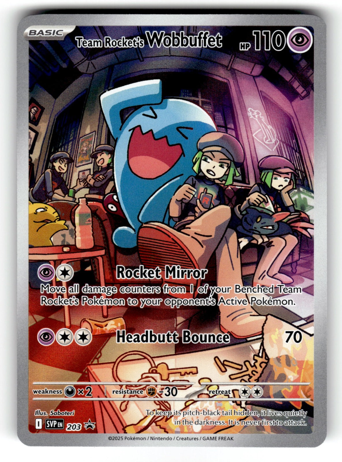 Team Rocket's Wobbuffet – 203 SVP: SV: Scarlet & Violet Promo Cards Promo HoloNM