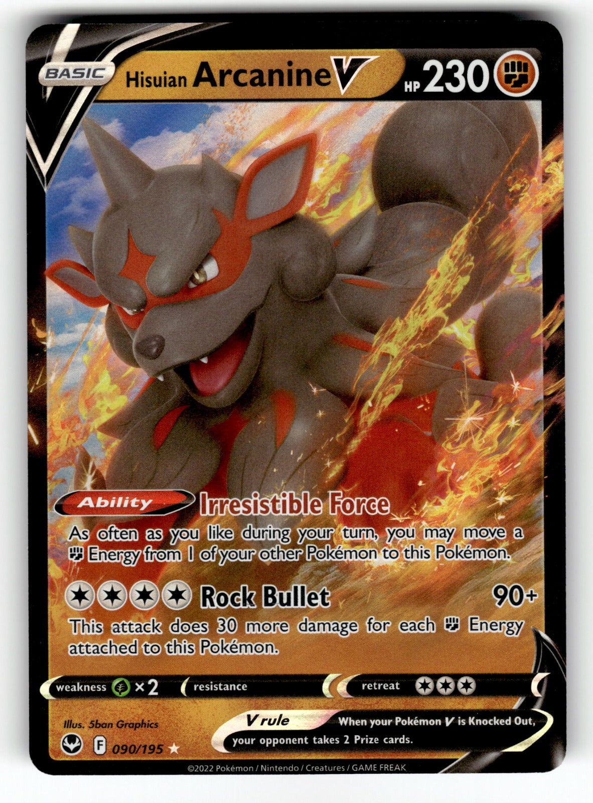 Hisuian Arcanine V – 090/195 SWSH12: SWSH12: Silver Tempest Ultra Rare Holo NM