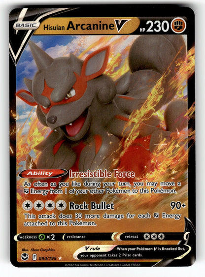 Hisuian Arcanine V – 090/195 SWSH12: SWSH12: Silver Tempest Ultra Rare Holo NM