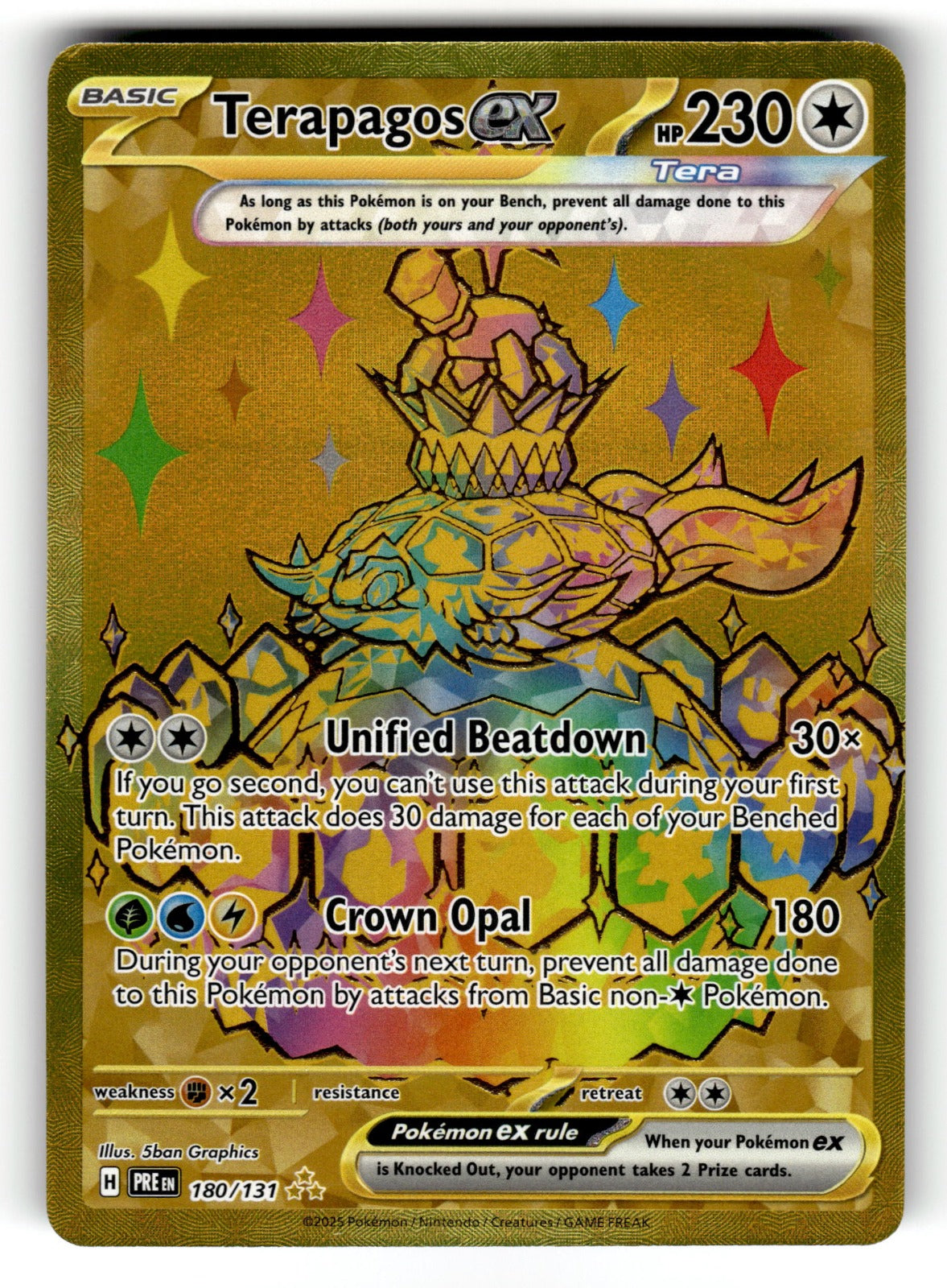 Terapagos ex – 180/131 PRE: SV: Prismatic Evolutions Hyper Rare HoloNM