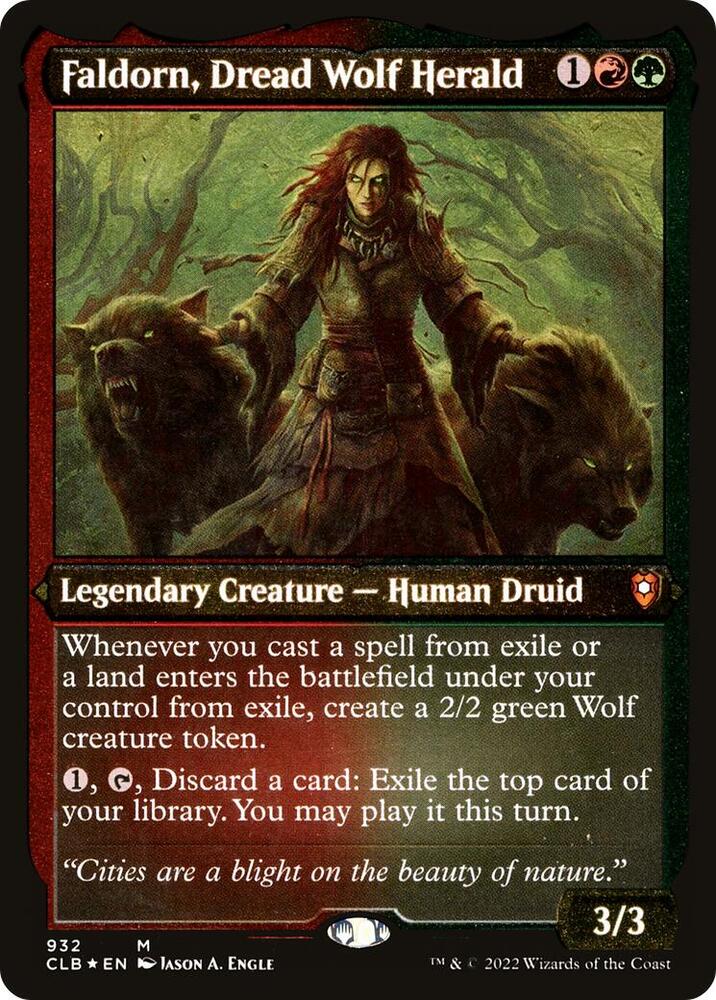Faldorn, Dread Wolf Herald (Display Commander) - Thick Stock – 932 CLB: Commander Legends: Battle for Baldur's Gate M Foil NM