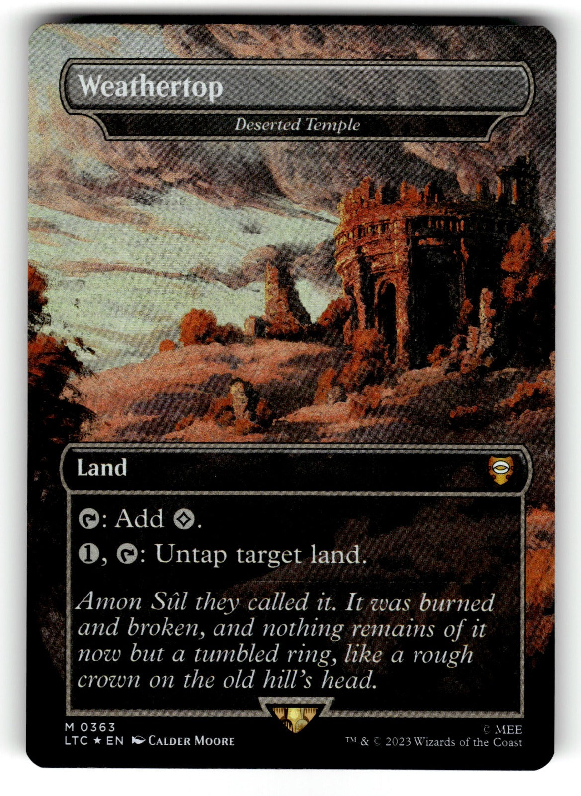 Weathertop - Deserted Temple (Borderless) – 363 LTC: Commander: The Lord of the Rings: Tales of Middle-earth M Foil NM
