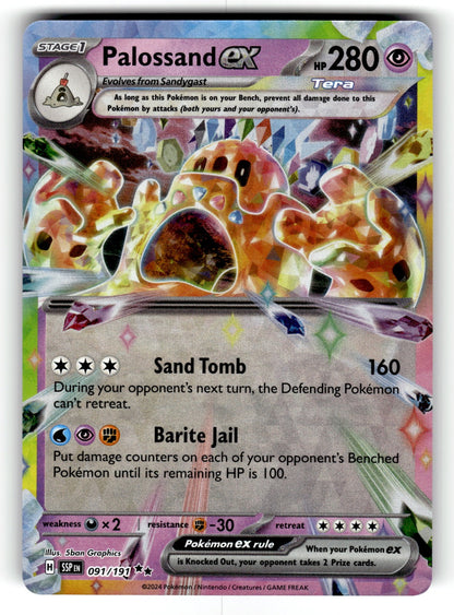Palossand ex – 091/191 SSP: SV08: Surging Sparks Double Rare Holo NM