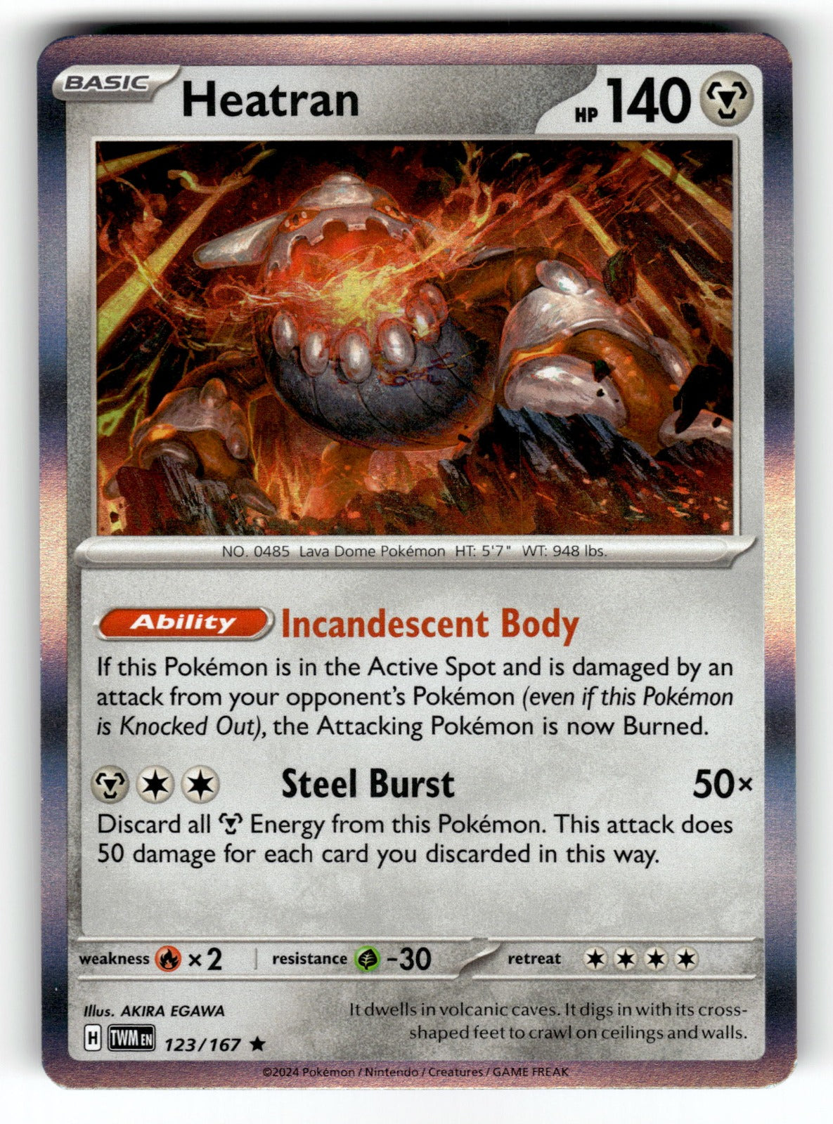 Heatran – 123/167 TWM: SV06: Twilight Masquerade Rare Holo NM