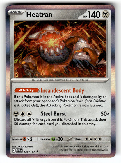 Heatran – 123/167 TWM: SV06: Twilight Masquerade Rare Holo NM