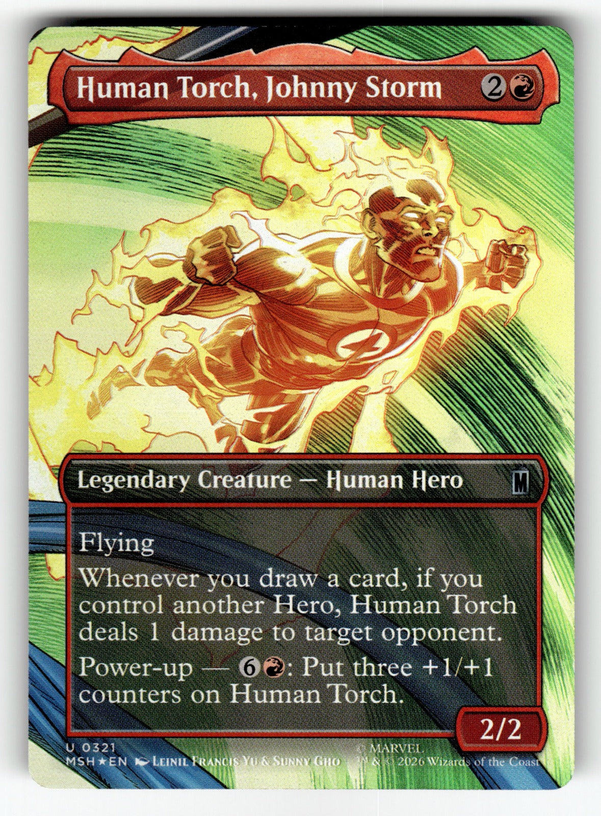 Human Torch, Johnny Storm (Borderless) – 321 MSH: Marvel Super Heroes U Foil NM