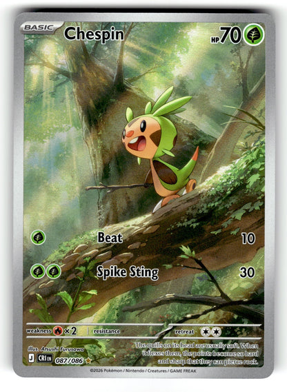 Chespin – 087/086 CRI: ME04: Chaos Rising Illustration Rare Holo NM