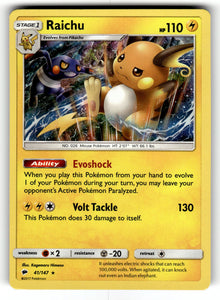 Raichu – 41/147 SM03: SM - Burning Shadows Holo Rare NM