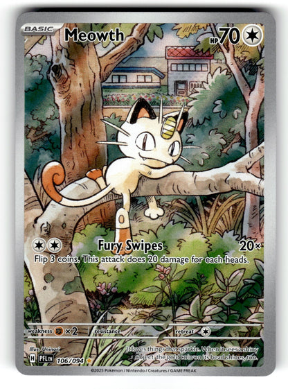 Meowth – 106/094 PFL: ME02: Phantasmal Flames Illustration Rare Holo NM