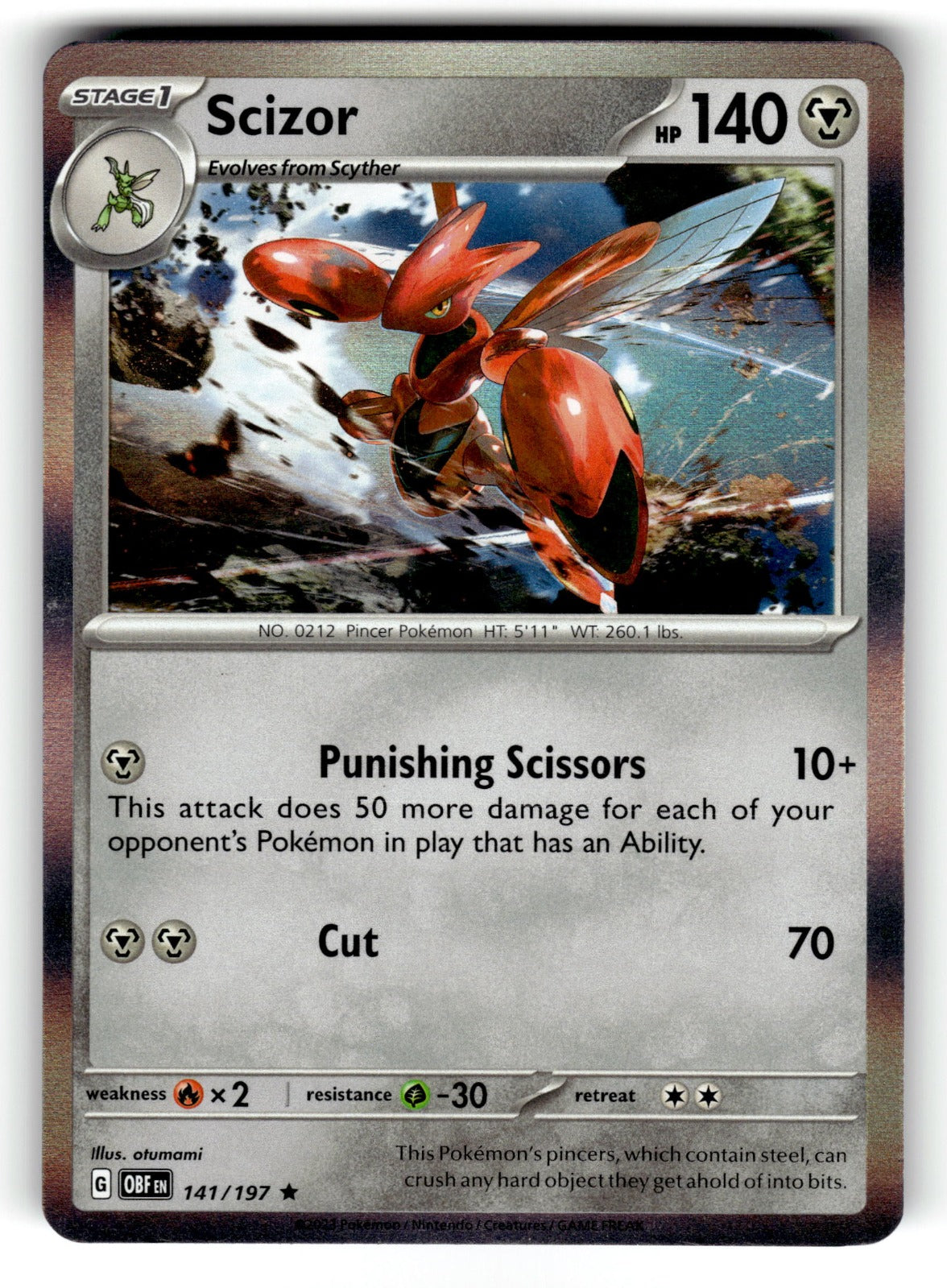 Scizor – 141/197 OBF: SV03: Obsidian Flames Rare Holo NM