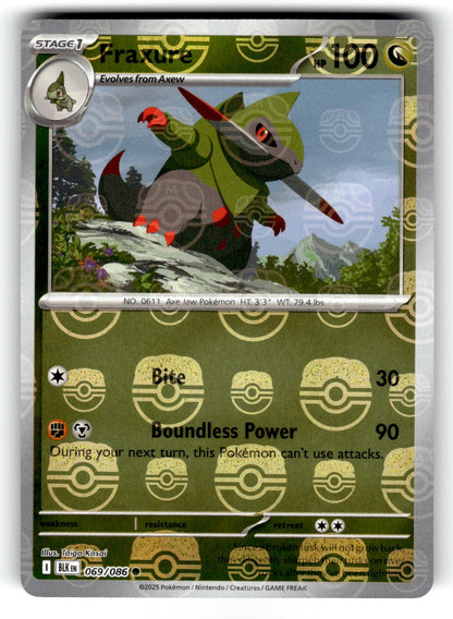 Fraxure (Master Ball Pattern) – 069/086 BLK: SV: Black Bolt Common HoloNM