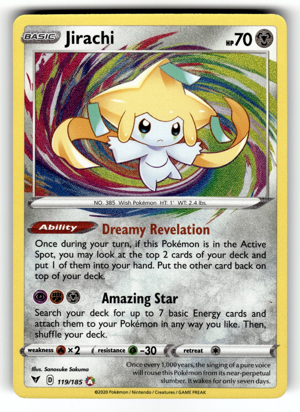 Jirachi – 119/185 SWSH04: SWSH04: Vivid Voltage Amazing Rare Holo NM