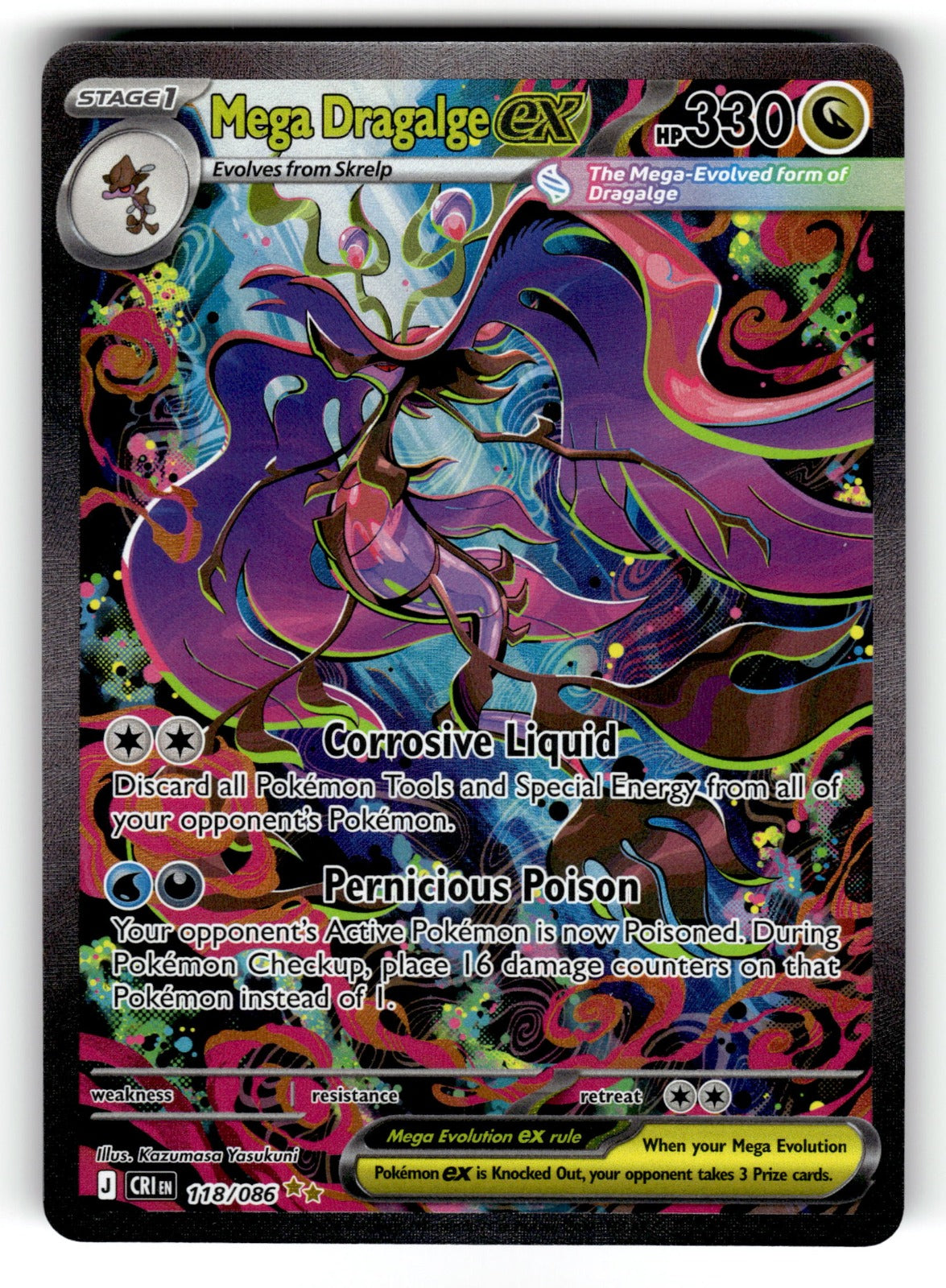 Mega Dragalge ex – 118/086 CRI: ME04: Chaos Rising Special Illustration Rare Holo NM