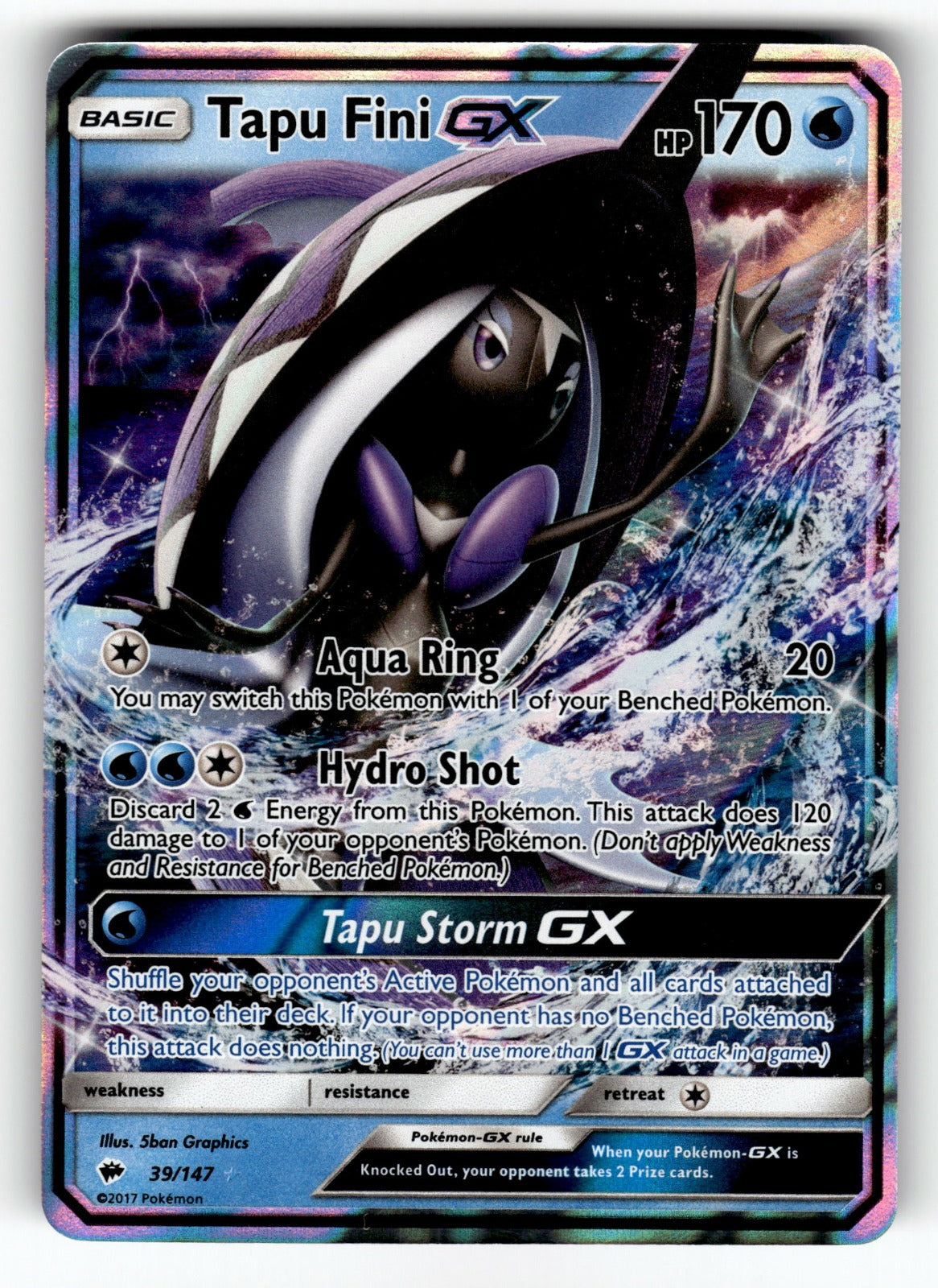 Tapu Fini GX – 39/147 SM03: SM - Burning Shadows Ultra Rare Holo NM
