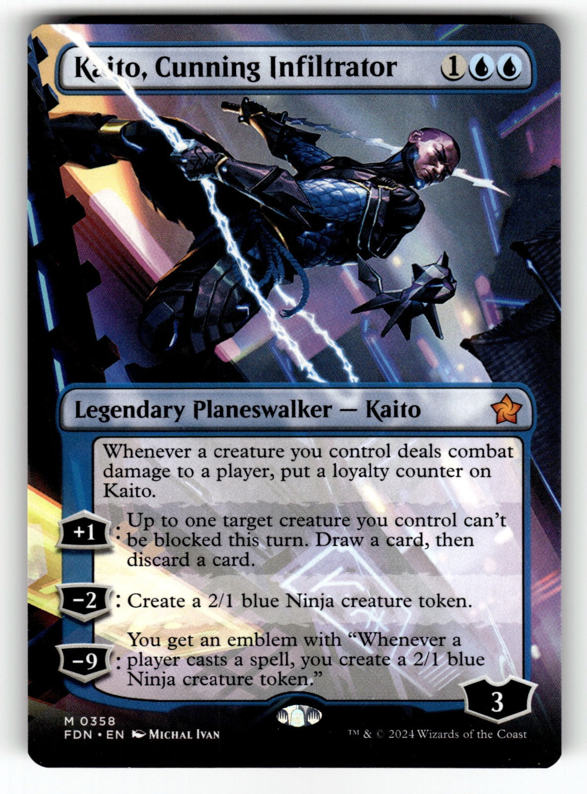 Kaito, Cunning Infiltrator (Borderless) – 358 FDN: Foundations M NM