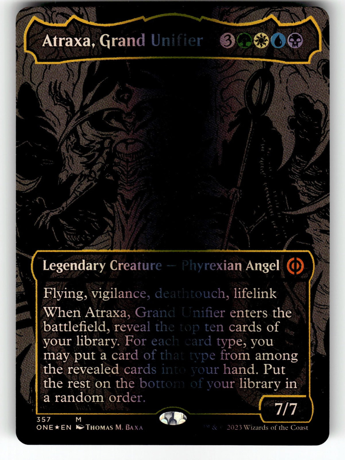 Atraxa, Grand Unifier (Oil Slick Raised Foil) – 357 ONE: Phyrexia: All Will Be One M Foil NM