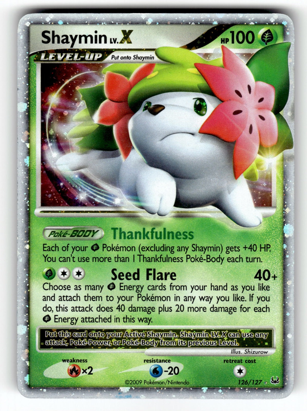 Shaymin Lv.X (Land Forme) – 126/127 PL: Platinum Ultra Rare Holo NM