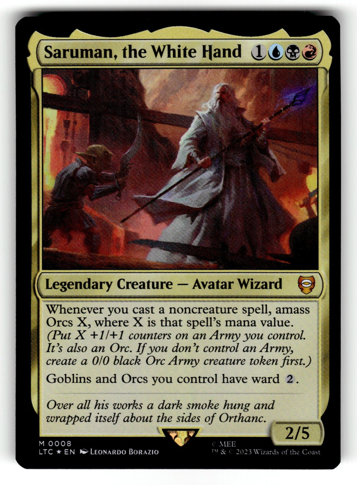 Saruman, the White Hand – 8 LTC: Commander: The Lord of the Rings: Tales of Middle-earth M Foil NM