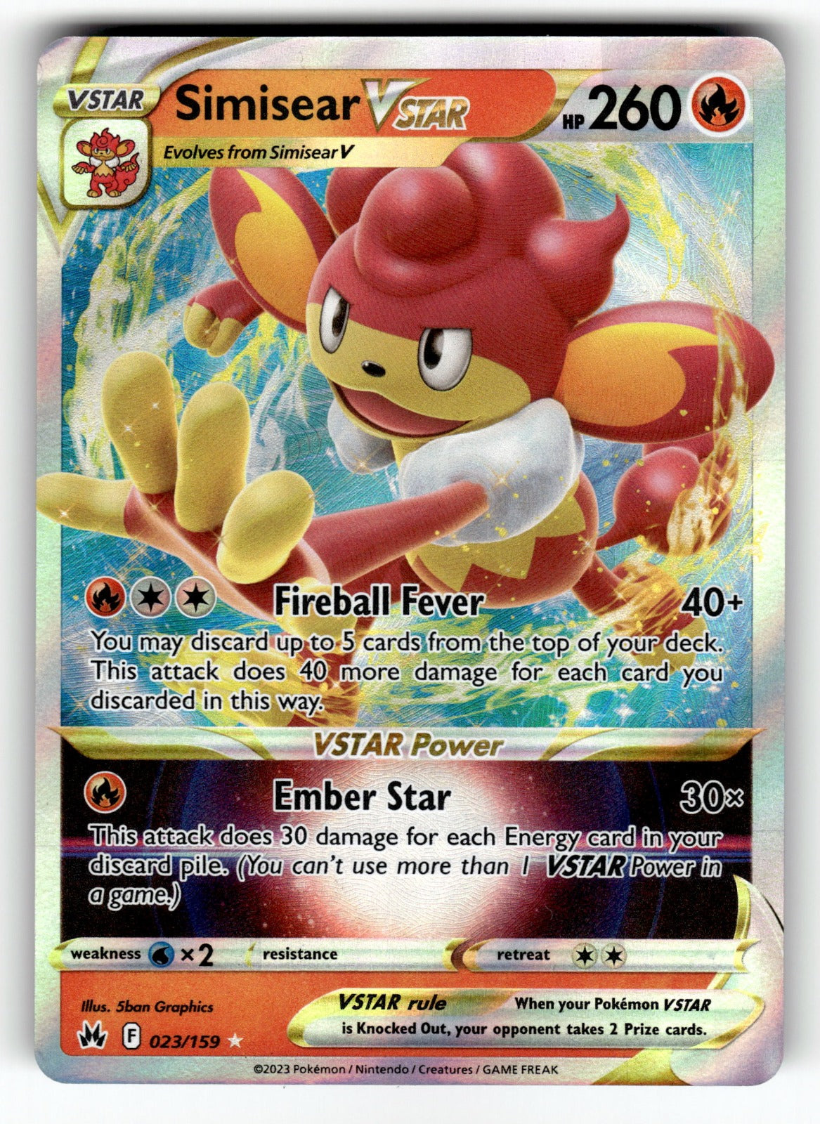 Simisear VSTAR – 023/159 CRZ: SWSH: Crown Zenith Ultra Rare HoloNM