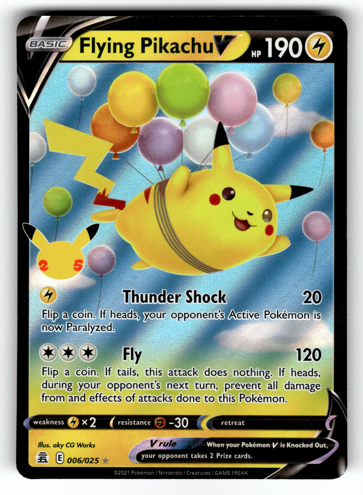 Flying Pikachu V - 006/025 CLB: Celebrations Ultra Rare Holo NM