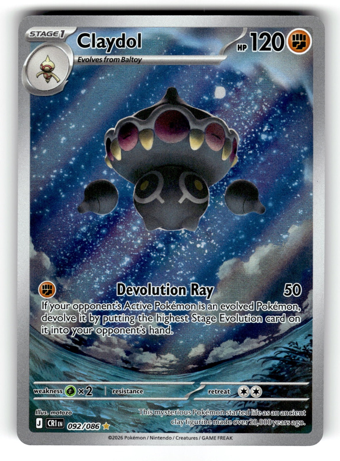 Claydol – 092/086 CRI: ME04: Chaos Rising Illustration Rare Holo NM